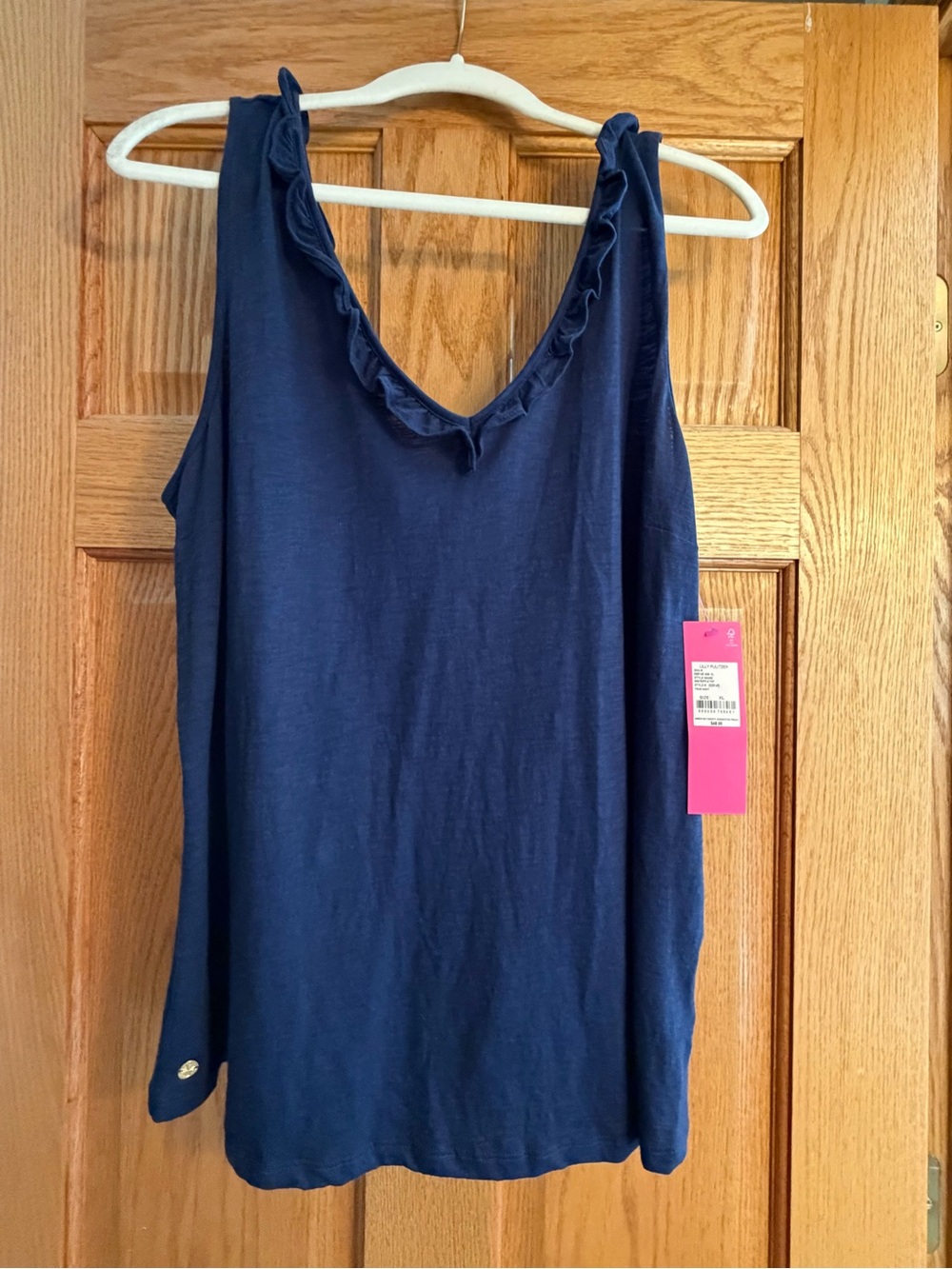 Lilly Pulitzer Navy Ruffle V-Neck Tank